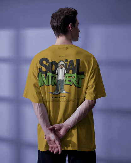 Blexee Men’s Social Introvert Oversized T-shirt